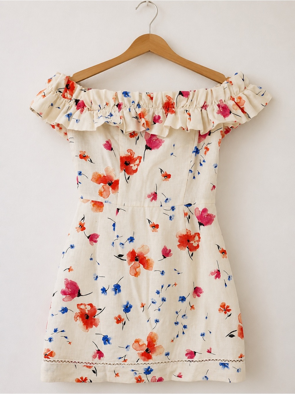 SAYLOR Cream One-Shoulder Floral Sundress with Pink & Orange Blooms
